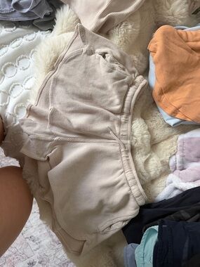 Beige Waffle Knit Lounge Shorts